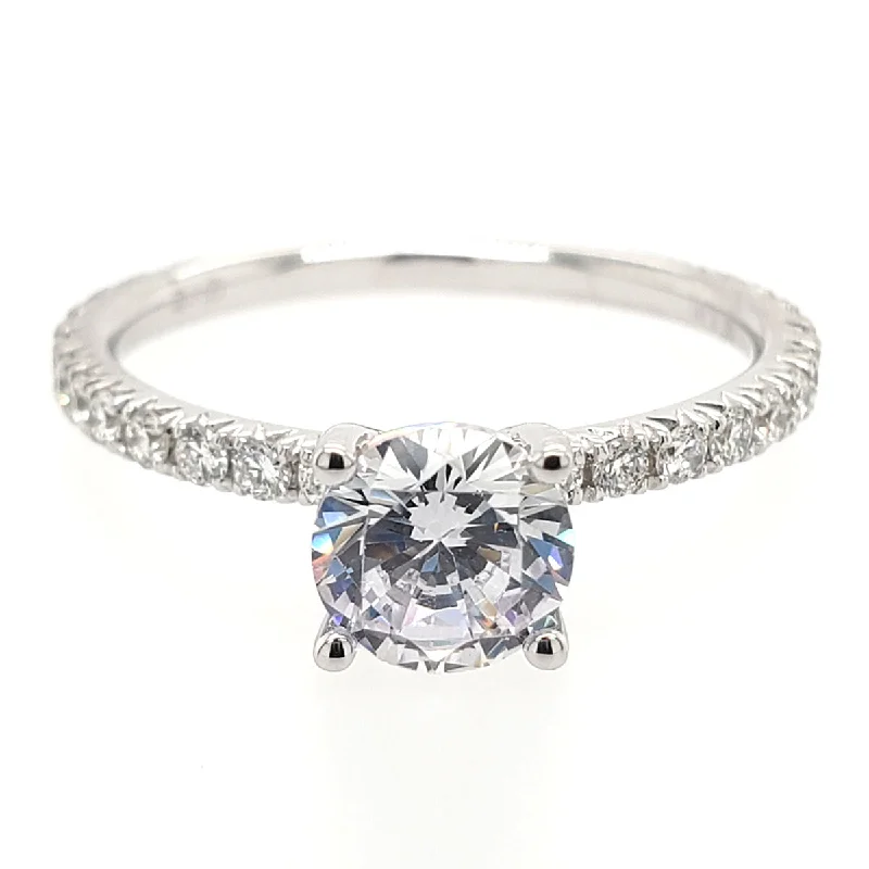 Classic princess cut engagement rings-Classic Pave Diamond Engagement Ring Setting