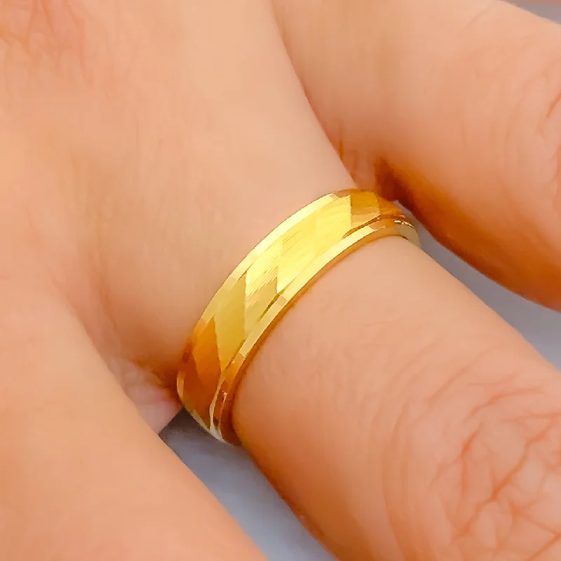 Gold-plated rings for women-Exquisite Artistic 22k Gold High Finish Band