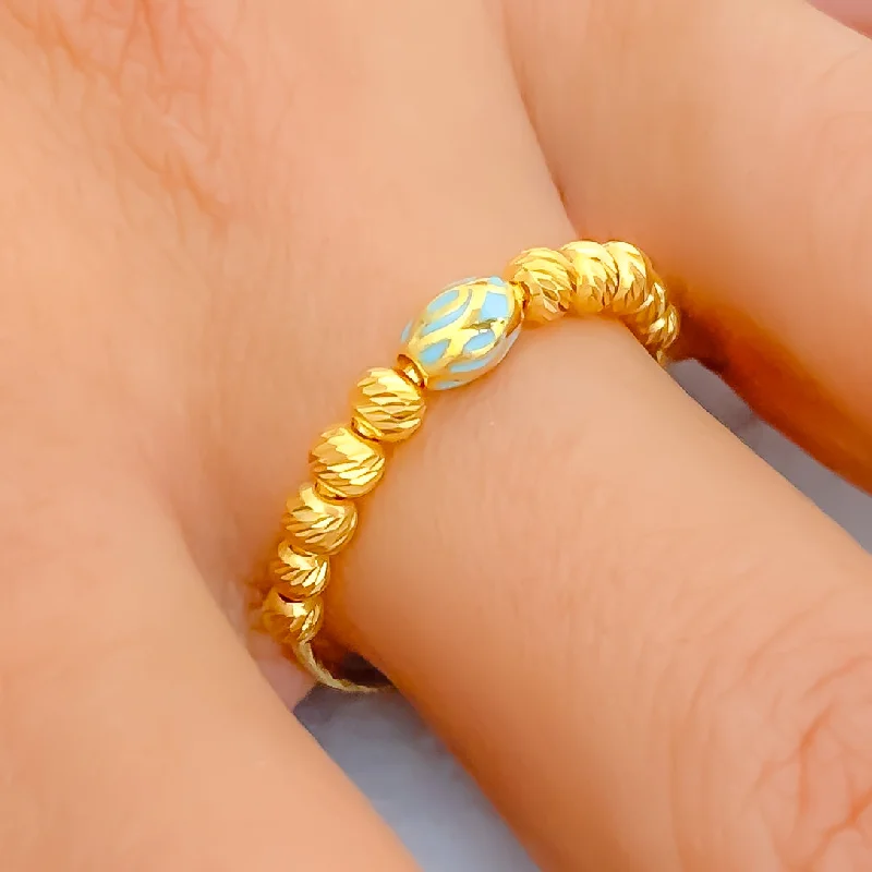 Silver rings with diamond accents-Stylish Colorful 21k Gold Ring