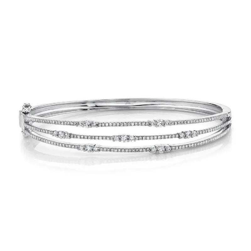 Elegant silver bangles with cubic zirconia-Shy Creation Diamond Bangle