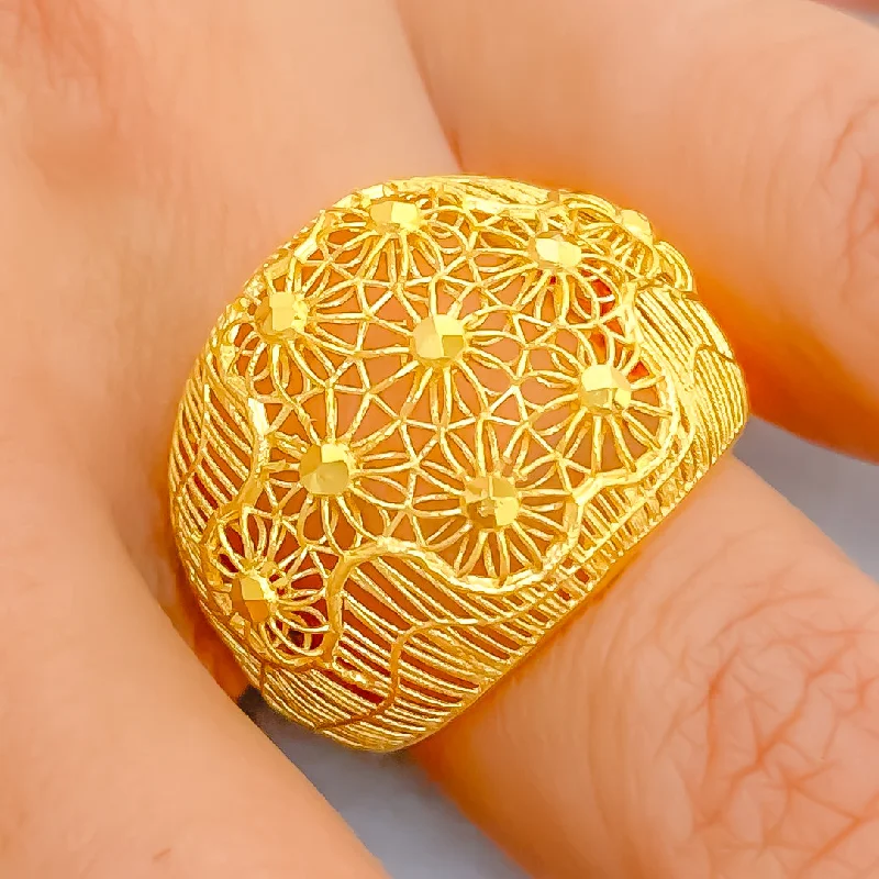 Unique rings with custom engravings-Exquisite Artistic 21k Gold Ring