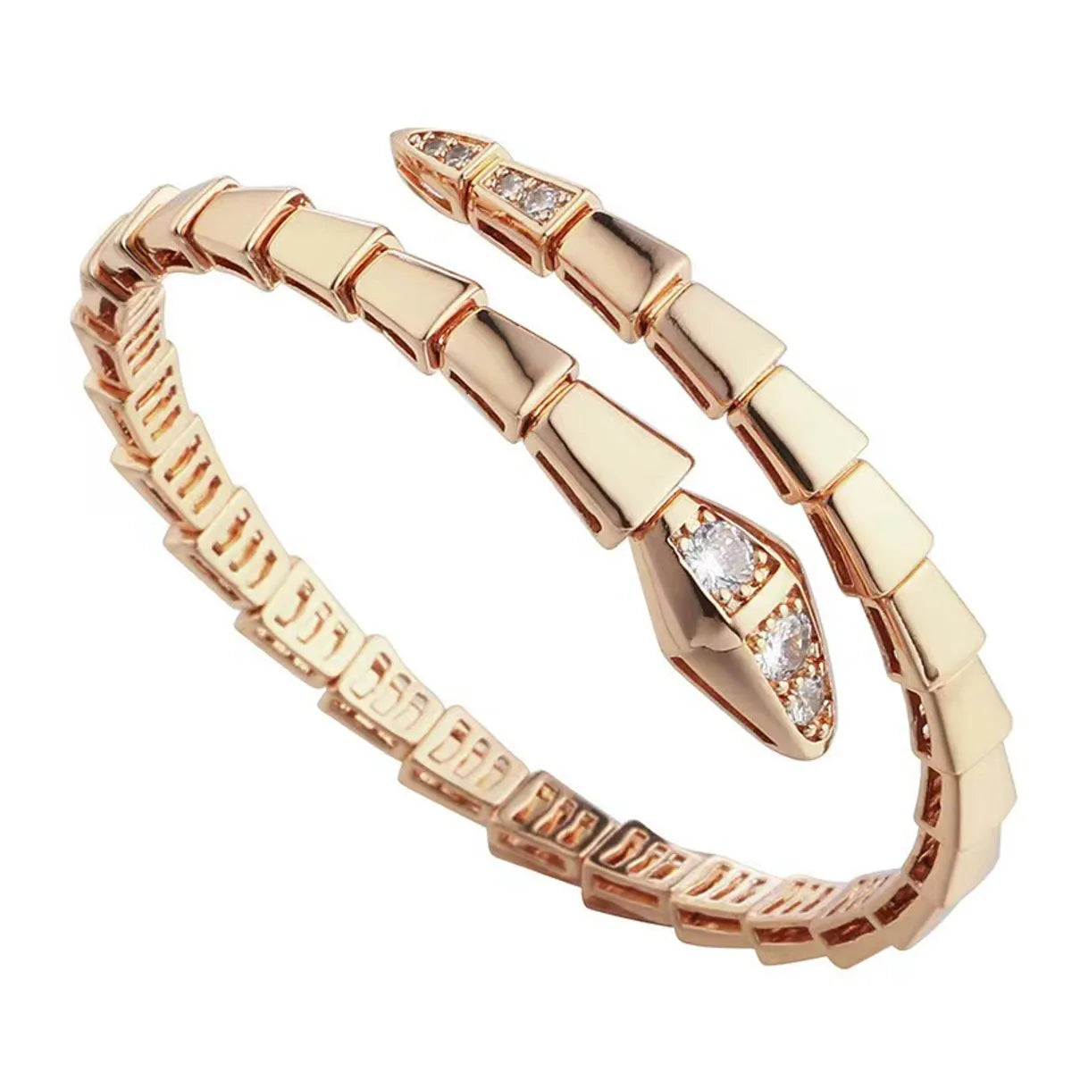 S056 Snake Bone Bracelet Gold Two Ends with Diamond