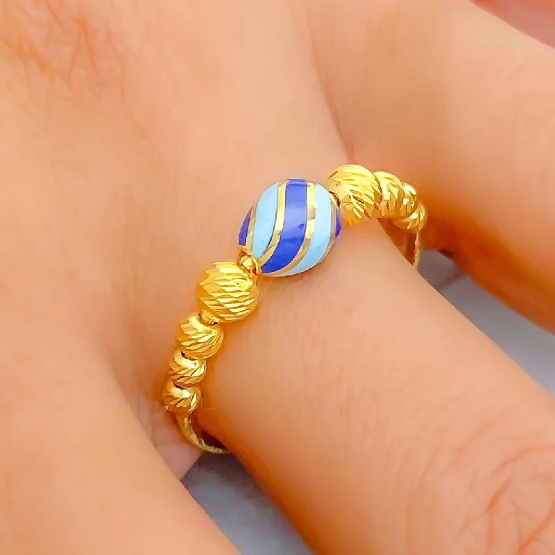 Bold statement rings for women-Artistic Colorful 21k Gold Ring