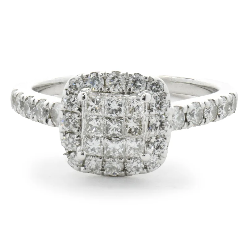 Unique engagement rings with diamond accents-14 Karat White Gold Pave Diamond Engagement Ring