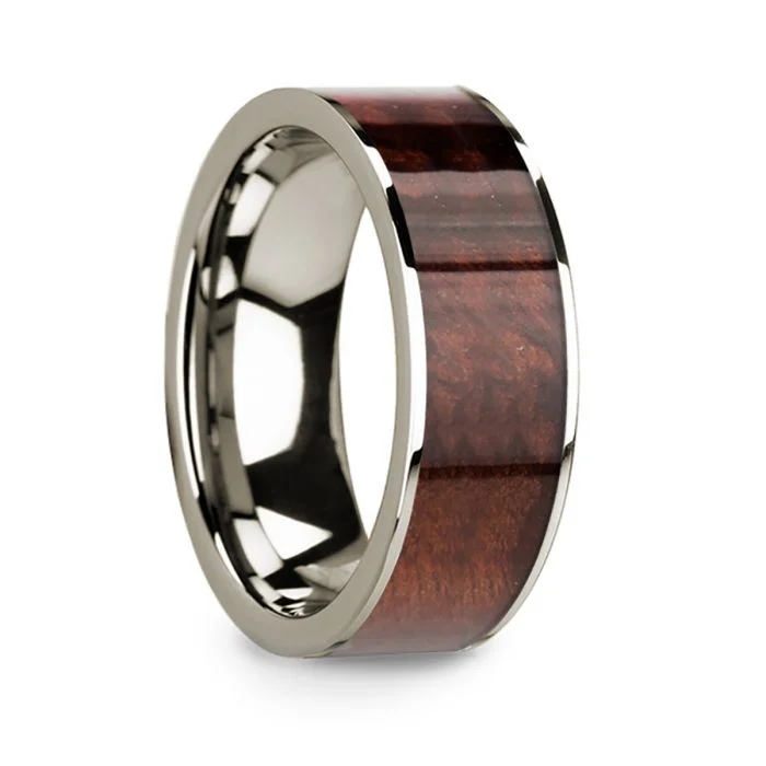 Affordable rings for budget-conscious buyers-Redwood Inlay 14k White Gold Men's Wedding Band