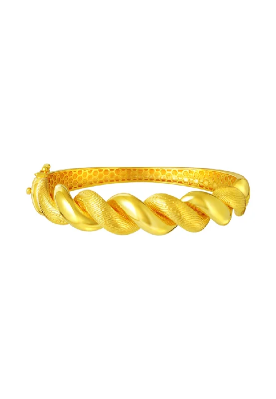 Custom bracelets with initials-TOMEI Lusso Italia Braided Bangle, Yellow Gold 916