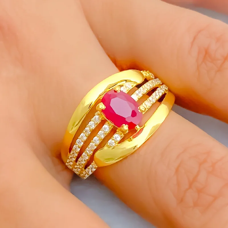 Beautiful cocktail rings for women-Opulent Beautiful 22k Gold CZ Statement Ring