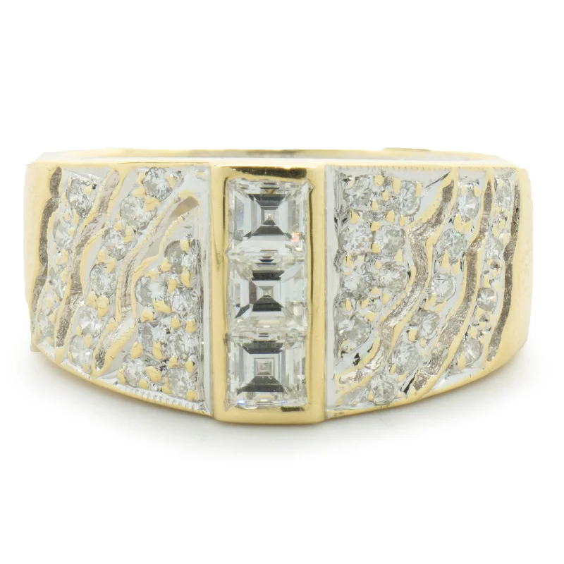 Elegant engagement rings with cushion cut diamonds-18 Karat Yellow Gold Diamond Cigar Band