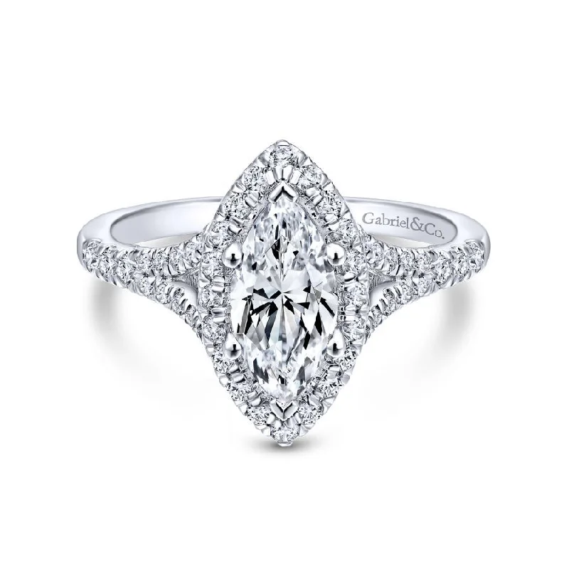 Classic engagement rings with colored diamonds-Verbena Marquise Diamond Engagement Ring Setting. 0.63ctw.