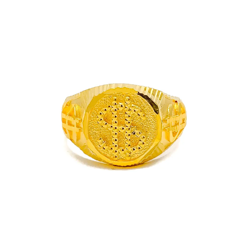 Designer rings for women-Ritzy Charming Men's 22k Gold Ring