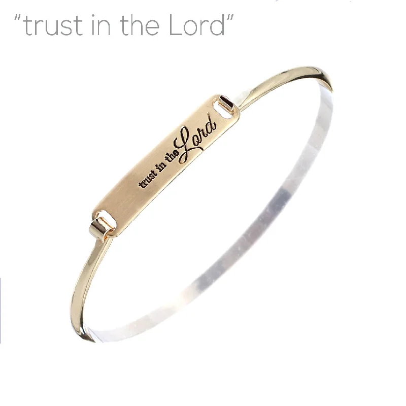 Classic bangles with cubic zirconia-"Trust in the Lord" - Hinged Bangle