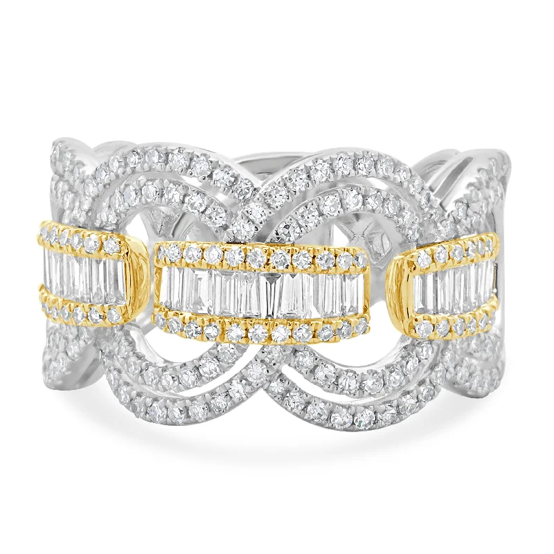 Stunning engagement rings with diamond halos-Effy 14 Karat White & Yellow Gold Diamond Duo Open Circle Link Cigar Band