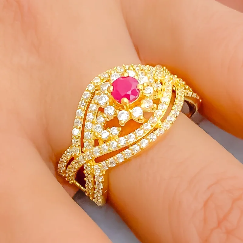 Simple engagement rings for her-Radiant Chic 22k Gold CZ Statement Ring