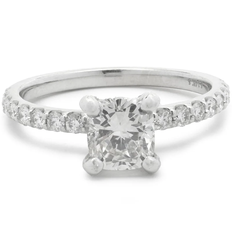 Classic gold engagement rings for women-14 Karat White Gold Cushion Cut Diamond Engagement Ring