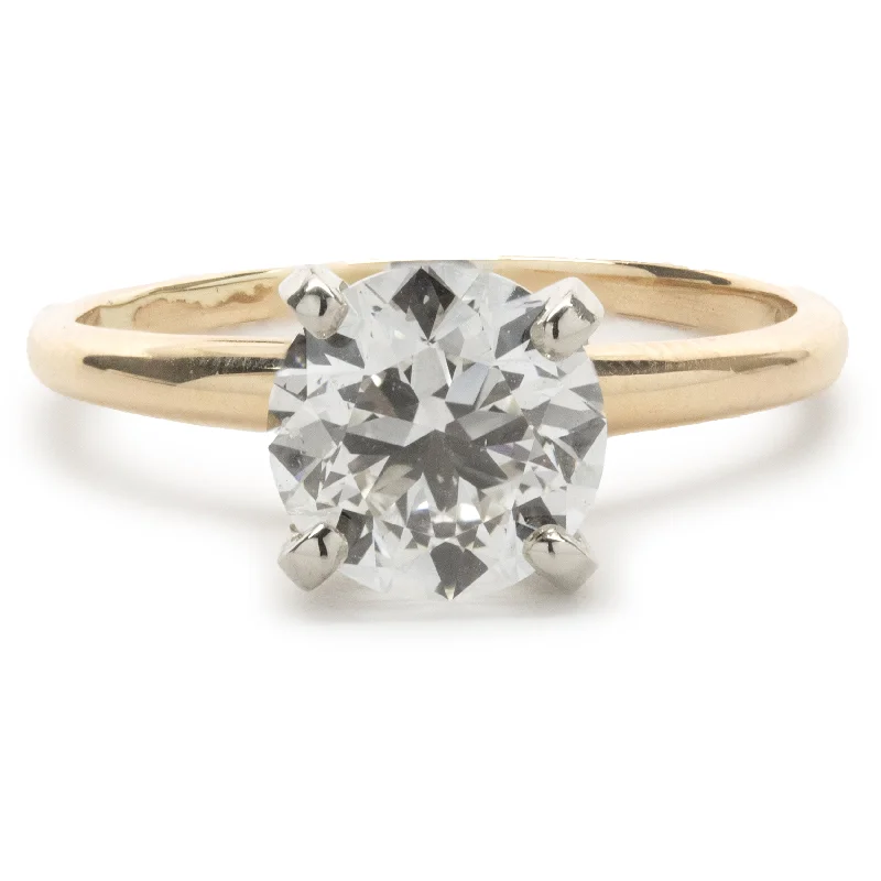 Affordable engagement rings with natural diamonds-14 Karat Yellow Gold Round Brilliant Cut Diamond Engagement Ring