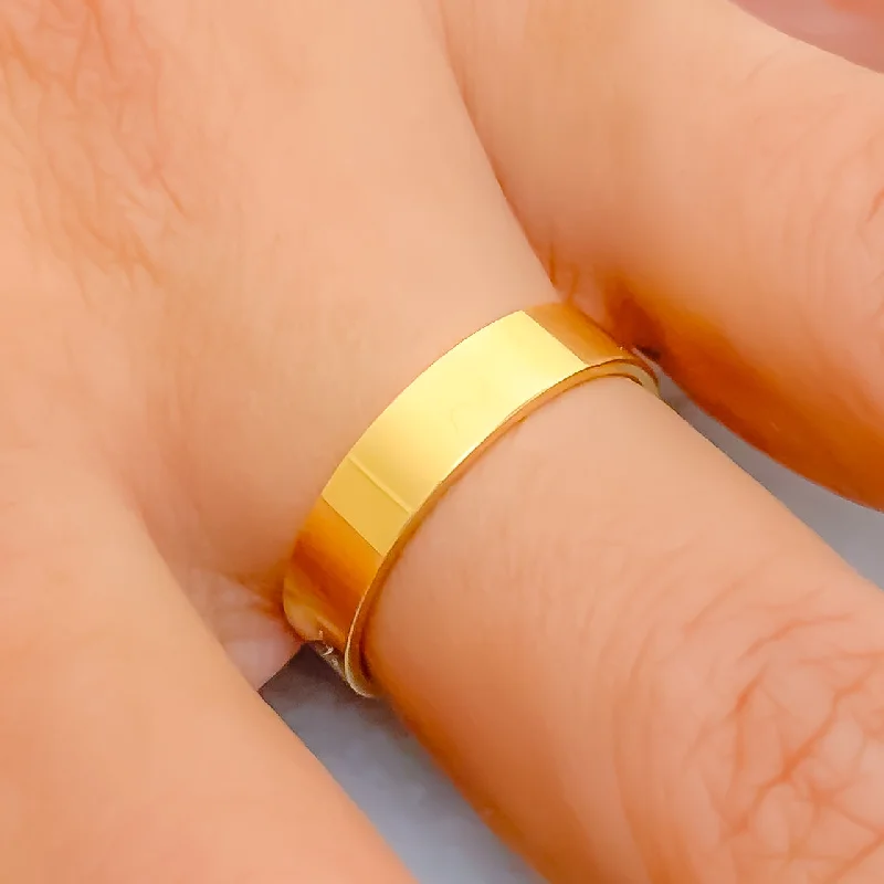 Rings with antique-style settings-Timeless Smooth Finish 22k Gold Band