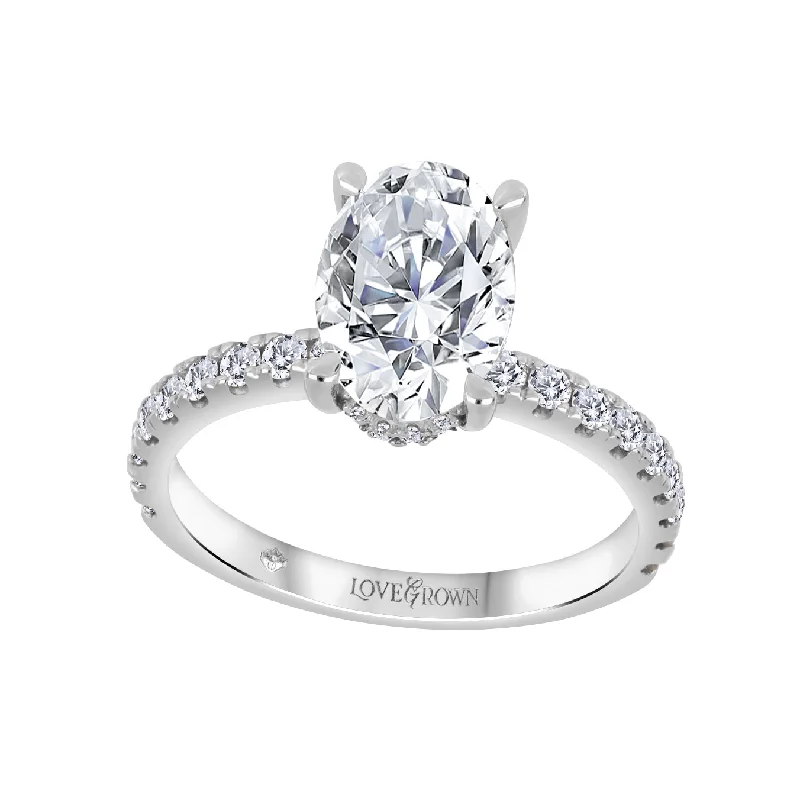 Custom-designed engagement rings with floral designs-14kt White Gold 1.45cttw Lab-Grown Oval Diamond Engagement Ring