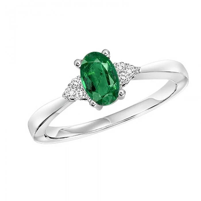 Stunning engagement rings with pear-shaped diamonds-Emerald Ring with Diamond Accents