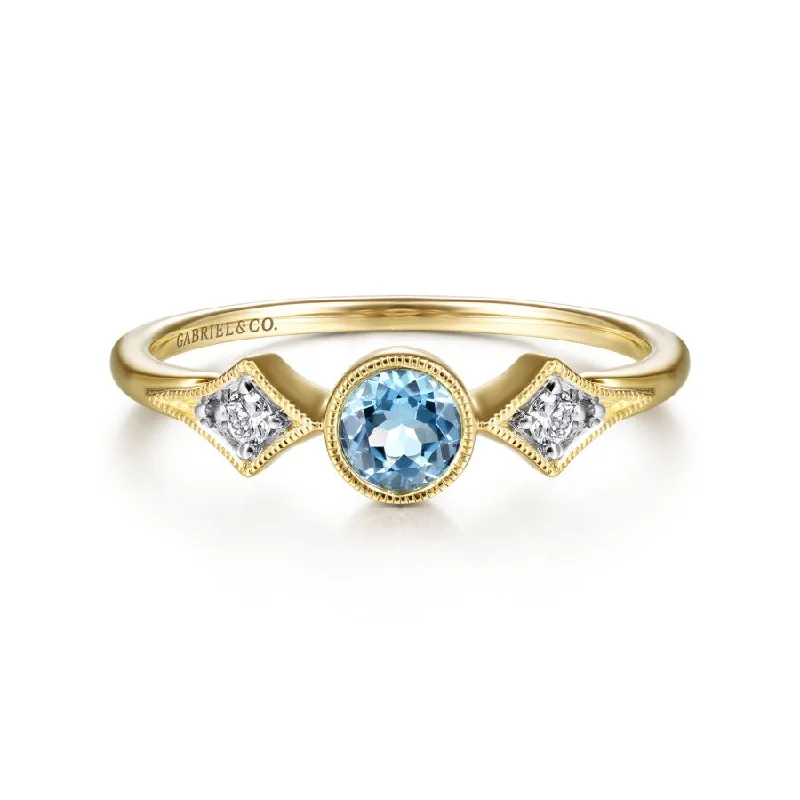 Beautiful engagement rings with tanzanite stones-Swiss Blue Topaz and Diamond Ring