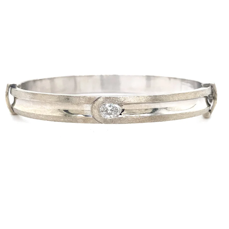 Simple bangles for everyday wear-Estate White Gold Lab Grown Diamond Bangle