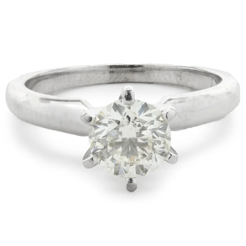 Vintage engagement rings with filigree settings-14 Karat White Gold Round Brilliant Diamond Engagement Ring