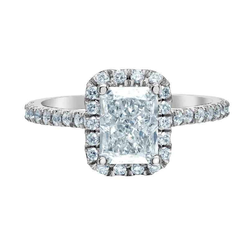 Elegant engagement rings with cushion cut diamonds-14kt White Gold 1.41cttw Lab-Created Diamond Halo Engagement Ring