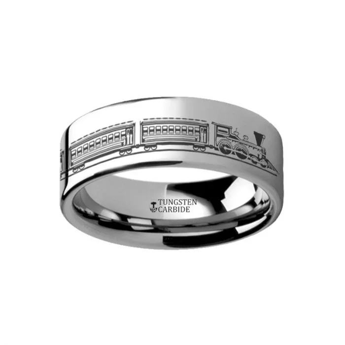 Custom-designed rings for women-Train Tungsten Men's Wedding Band