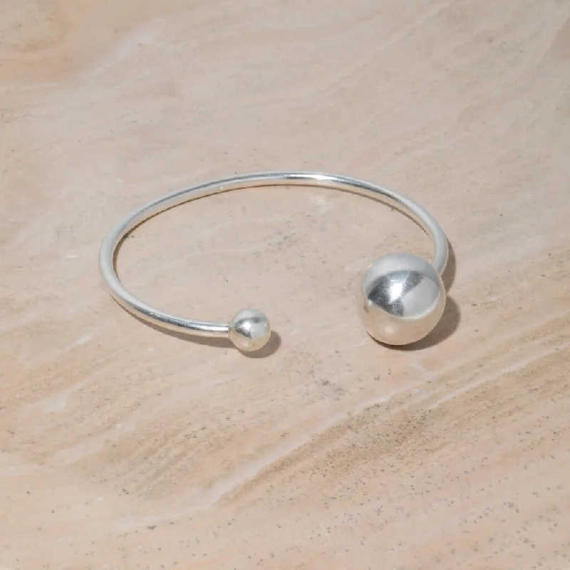 Elegant silver cuff bracelets-Strength Adjustable Bangle - Sterling Silver