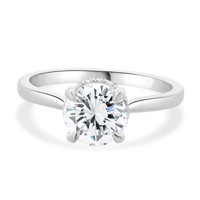 Beautiful engagement rings with vintage settings-14 Karat White Gold Round Brilliant Cut Diamond Engagement Ring