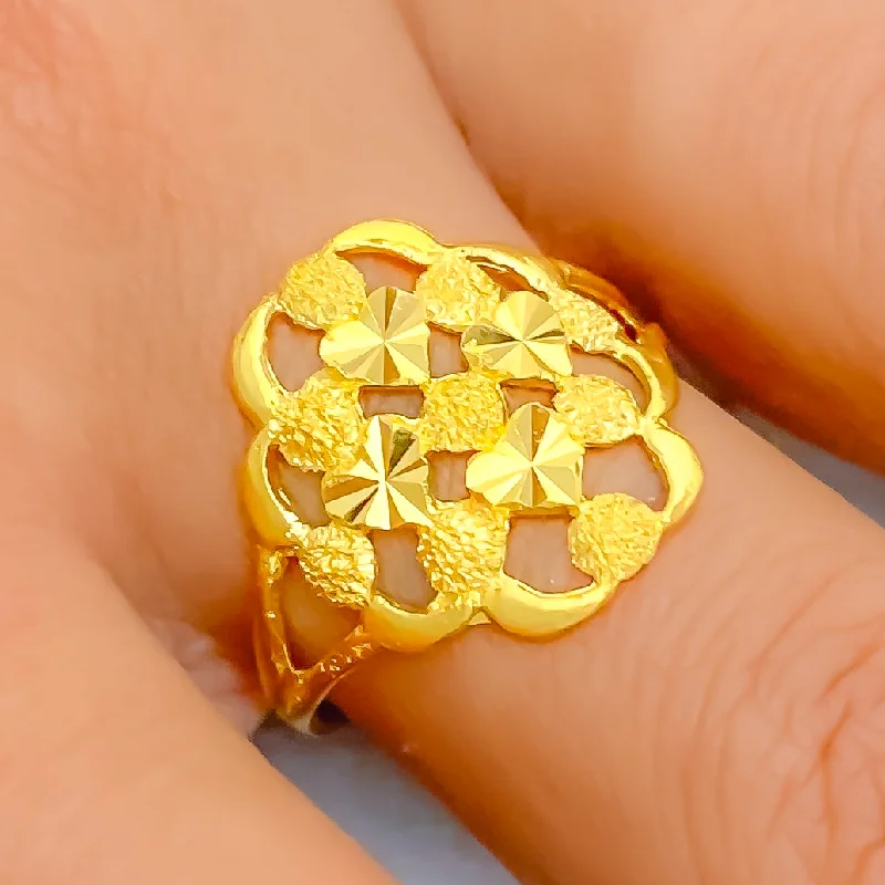 Unique rings for fashion-forward women-Unique Intricate 22k Gold Ring