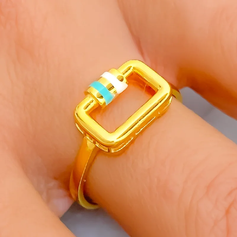 Affordable sterling silver rings-Trendy Rectangular 21k Gold Ring