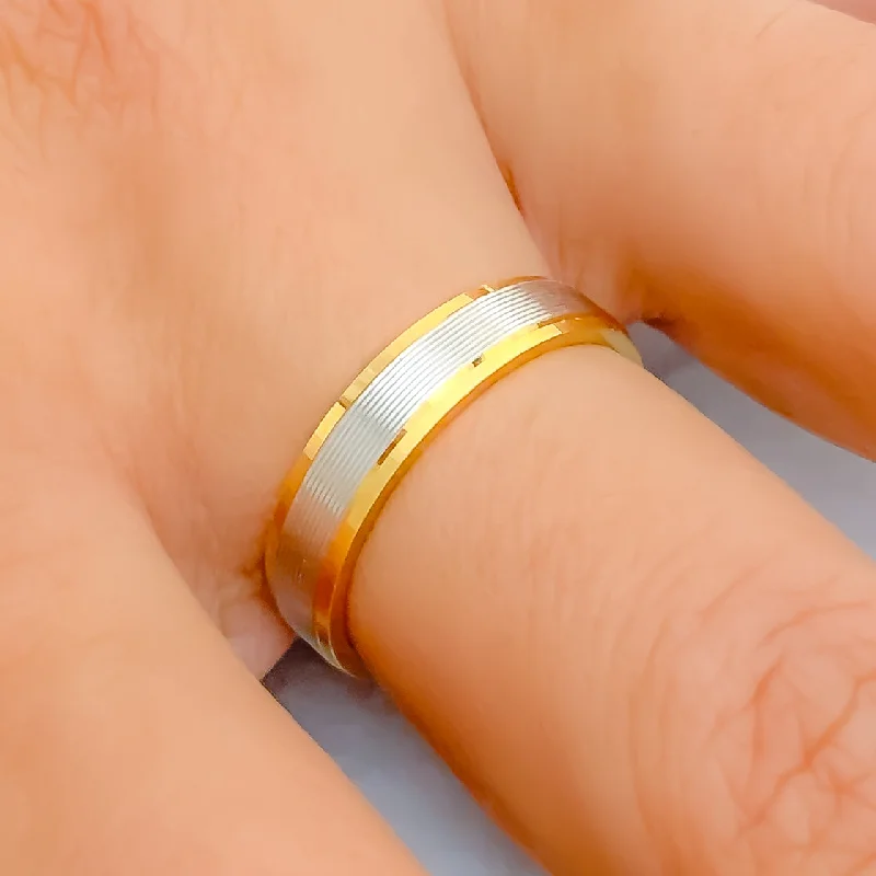 Unique rings with custom engravings-Minimalist Chic Two-Tone 22k Gold Band