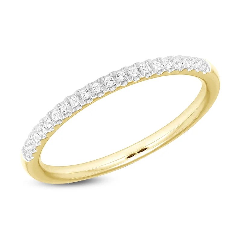 Elegant engagement rings with channel set diamonds-Half Eternity Pave Diamond Band in Yellow Gold