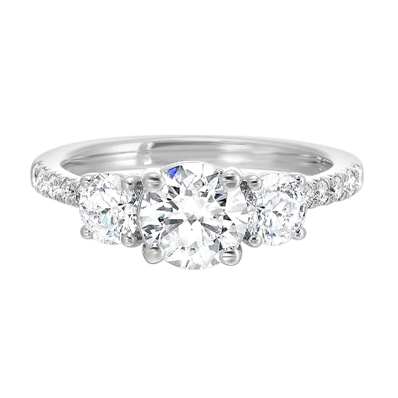 Unique engagement rings with cushion cut stones-3-Stone Round Lab Created Diamond Engagement Ring, 1.84ctw.