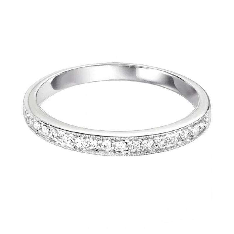 Beautiful vintage engagement rings-Diamond Stackable Ring with Milgrain in White Gold