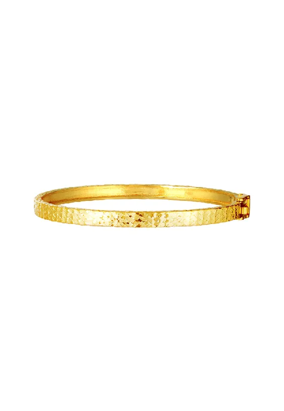 Stunning bracelets with clear crystals-TOMEI Full Laser Cutting Bangle, Yellow Gold 916