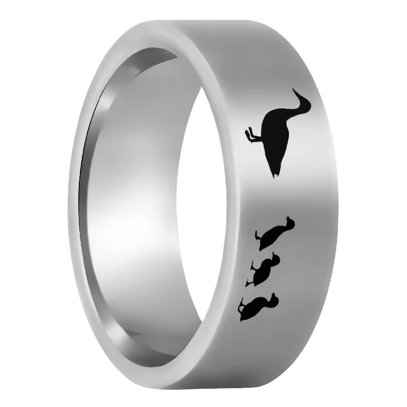 Unique promise rings for women-Duck & Ducklings Tungsten Men's Wedding Band