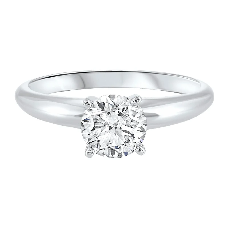 Classic engagement rings with oval diamonds-Solitaire Engagement Ring with Round Lab Created Diamond- 1.50 ct.