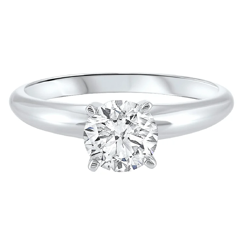 Timeless engagement rings with solitaire settings-Solitaire Engagement Ring with Round Lab Created Diamond- 1.00 ct.