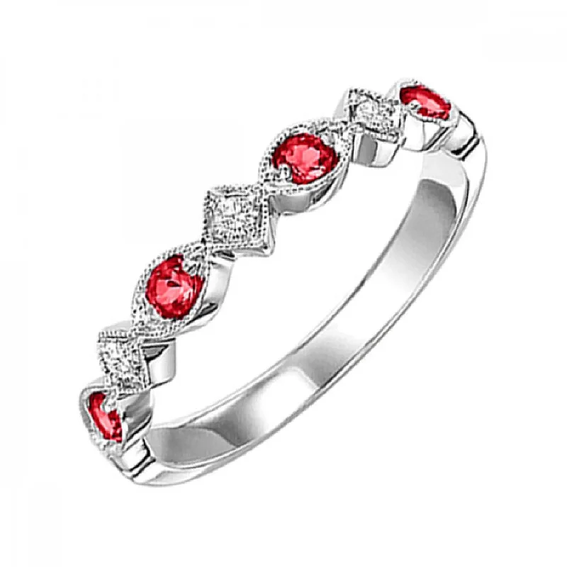 Timeless engagement rings with solitaire settings-Ruby and Diamond Stacking Ring