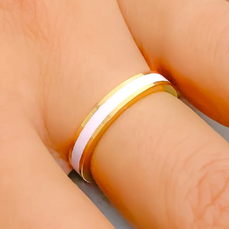 Unique rings for fashion-forward women-Delicate Baby Pink 22k Gold Enamel Band