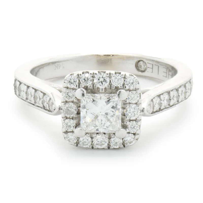 Timeless engagement rings with platinum bands-14 Karat White Gold Princess Cut Diamond Engagement Ring