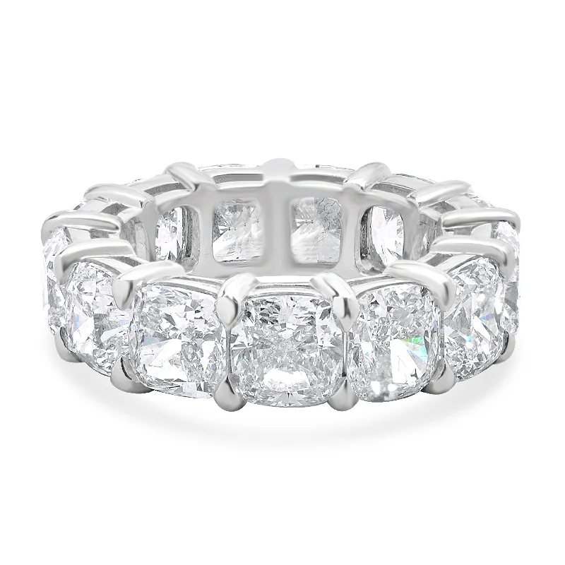 Unique engagement rings with heart-shaped diamonds-Platinum Cushion Cut Diamond Eternity Band