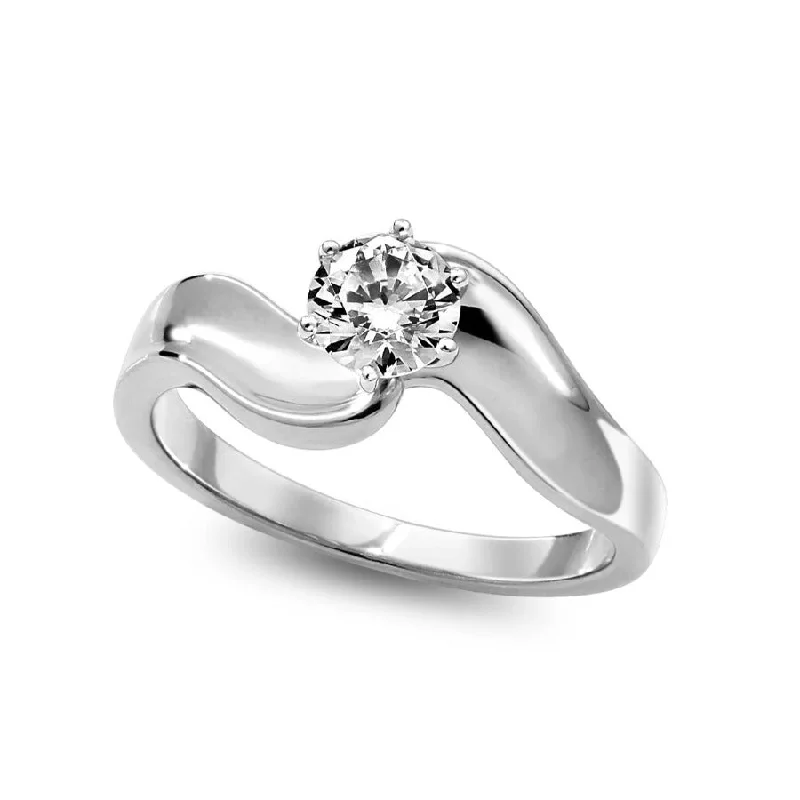 Unique engagement rings with rose gold settings-14kt White Gold 0.54ct Certified Solitaire Engagement Ring