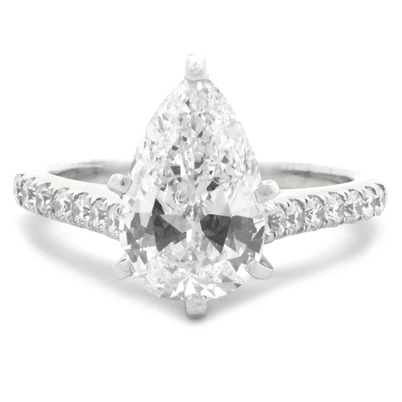 Custom engagement rings with halo settings-14 Karat White Gold Pear Cut Diamond Engagement Ring