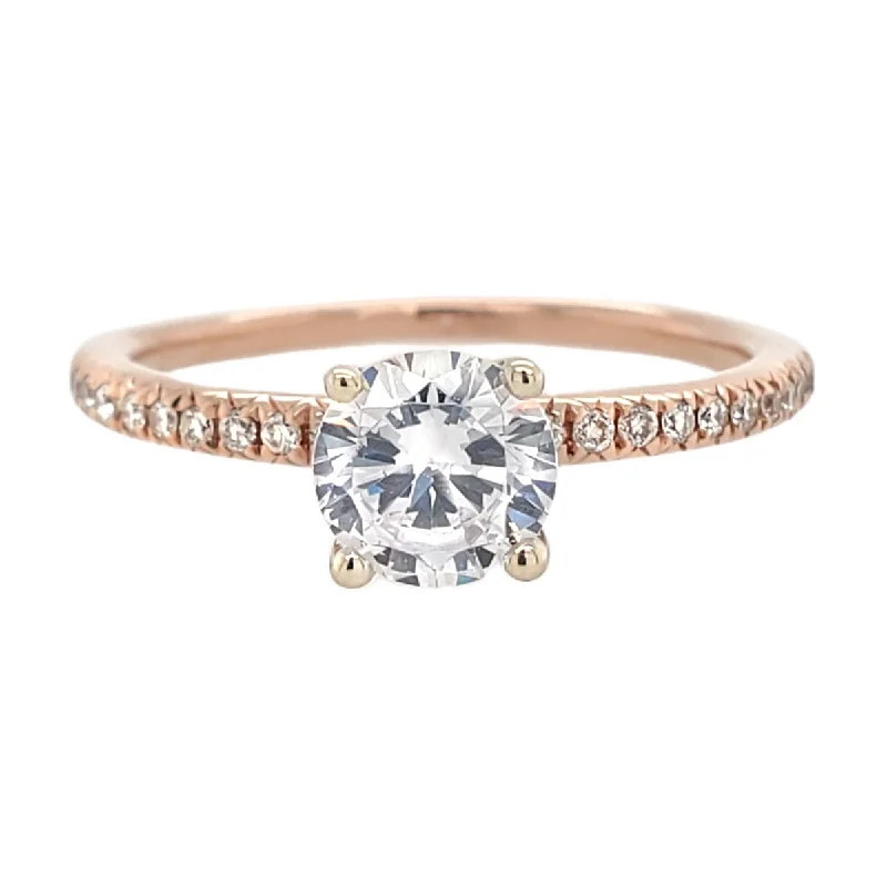 Luxury engagement rings with pave diamonds-Classic Rose Gold Diamond Engagement Ring Setting with Diamond Pave Band