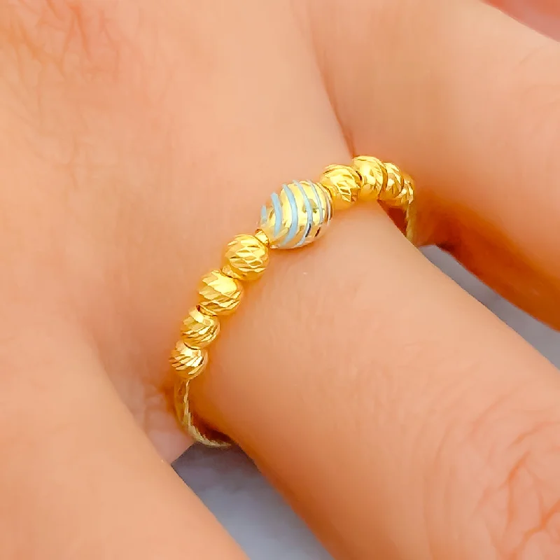 Gorgeous rings with colored stones-Trendy Fine 21k Gold Ring