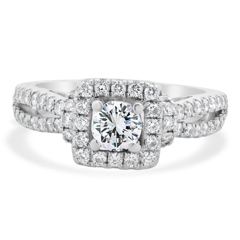 Unique engagement rings with cushion cut stones-Vera Wang 14 Karat White Gold Round Brilliant Cut Diamond Engagement Ring