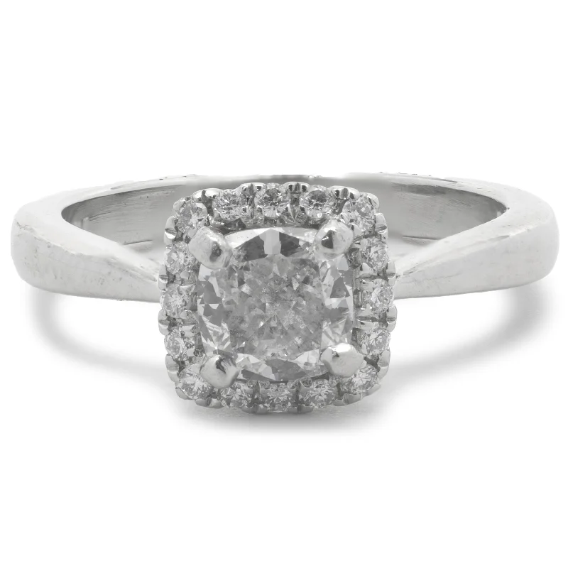 Beautiful engagement rings with vintage settings-Platinum Cushion Cut Diamond Engagement Ring