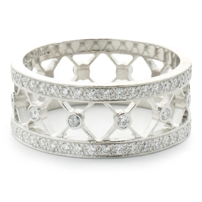 Elegant engagement rings with diamonds-Tiffany & Co. Platinum Diamond Cutout Cigar Band